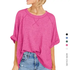 Danedvi Womens Tops Oversized Tshirts Summer Short Sleeve T Shirts Casual Loose Fit Basic Tees Leggings Cute SpringStatements Beige Womenswear