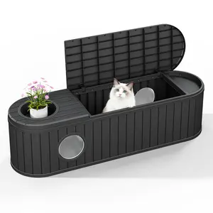 [dealsforyoudays] Multi-Functional Cat House with Storage, Weatherproof Pet Shelter for Indoor & Outdoor Use, Adjustable Interior & Anti-Scatter Design for Cats, Small Dogs & Bunnies,Summervibes
