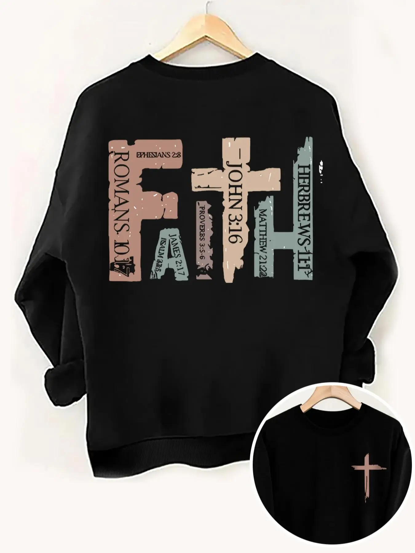 Women's Creative Letter Print Crew Neck Sweatshirt, Casual Long Sleeve Round Neck Pullover for Fall & Winter, Women's Clothes for Daily Wear