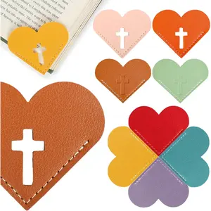 8 count Leather Heart Bookmarks with  Design, Christian Gifts for Women, Book Accessories and Gifts for Church or Book Club(Cut-Out)