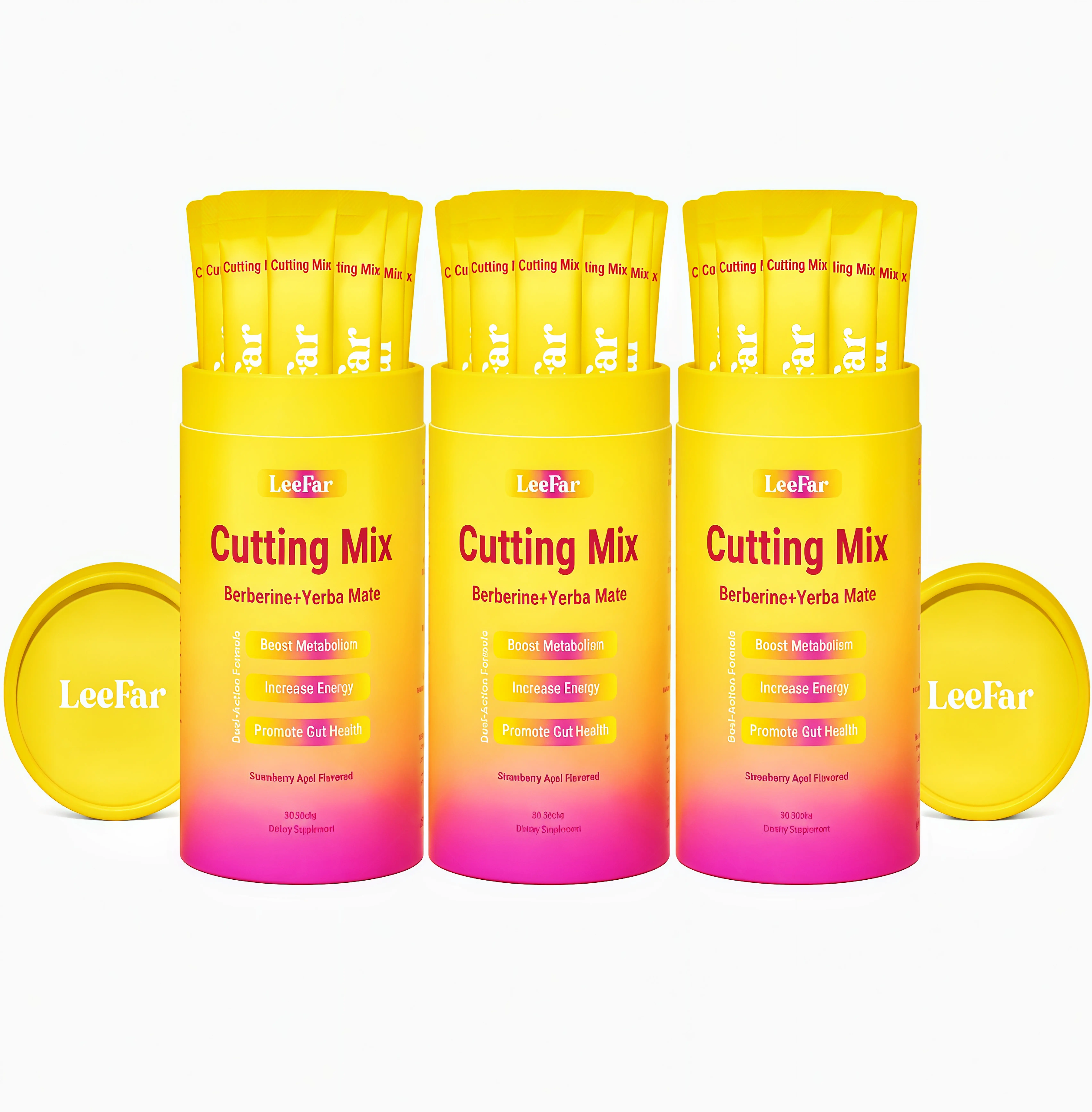 3 Pack LeeFar Cutting Drink Mix – | FD Strawberry Açaí Flavor – | (30 Servings)