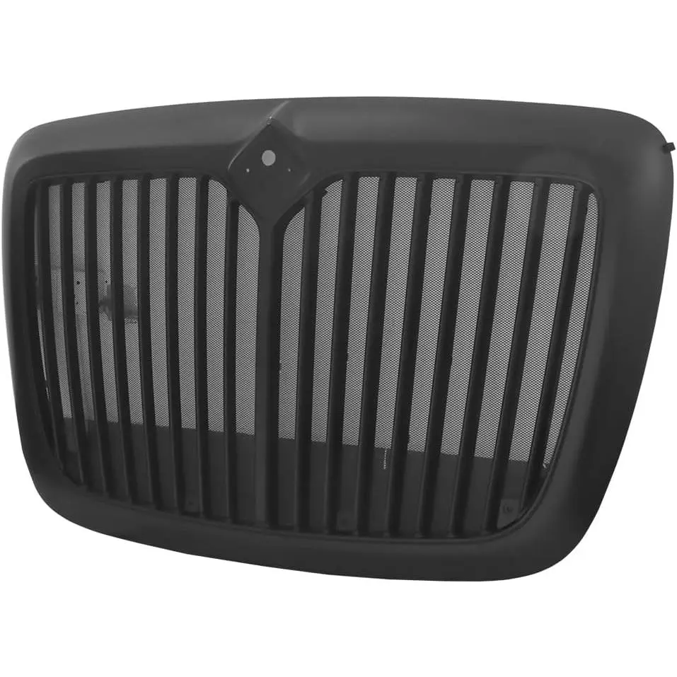 Front Bumper Grille with Integrated Bug Screen Fits 2008-2018 International ProStar & LT625, Heavy Duty ABS Mesh Grill (Black / Chrome) Replacement OE# 3612816C93