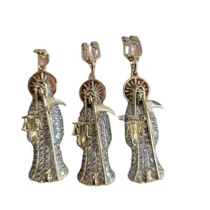 Santa Muerte Chain and Pendant Religious Theme - Sparkling Design with Unique Charms