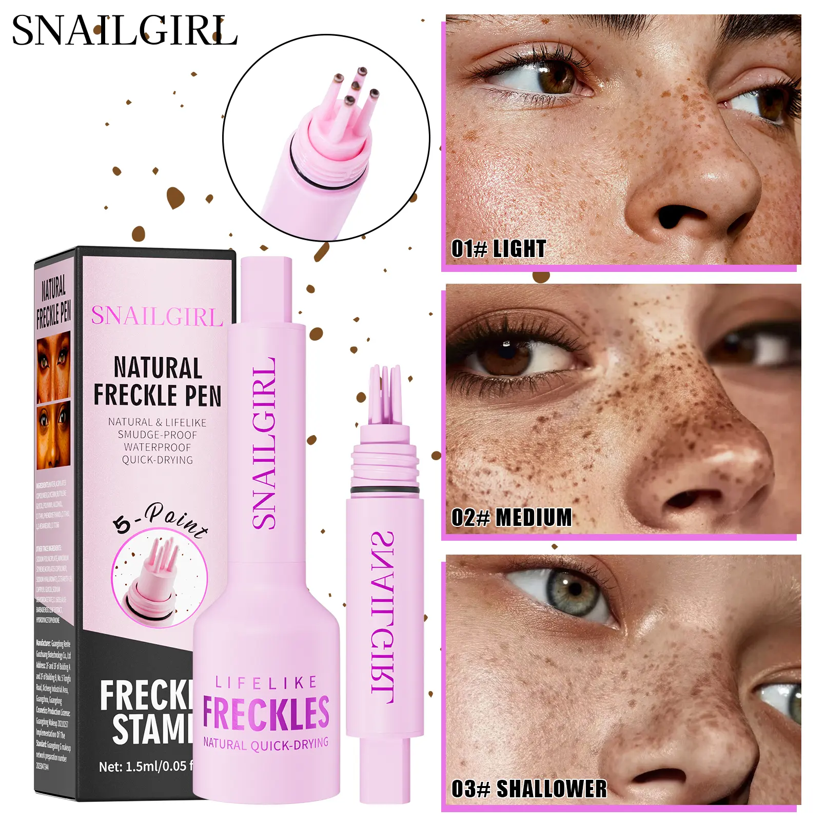Waterproof Natural Freckle Pen Set, Natural Finish Quick Dry Makeup Stick for Beginners, No Special Skills Needed, Ideal for Daily Use