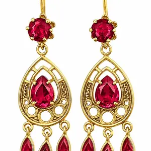 14K Gold Chandelier Cz Teardrop Filigree Drop Earrings