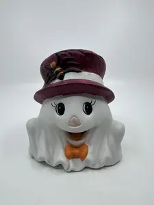 Vintage Ceramic Halloween Ghost Figurine Table Light Light Cord Not Included