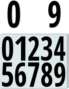 200 count, 4 inch - Vinyl Number Stickers,  Stick on Numbers Labels - Black