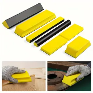 7pcs Hand Sanding Blocks, Rectangular Hand Sanding Tools, Hook And Loop Manual Sanding Blocks For Sanding Or Polishing, Suitable For Fine Finishing, Fine Slit Sanding In Body And Paint Shops, Car Polishing, Wooden Furniture Restoration, Home Crafts