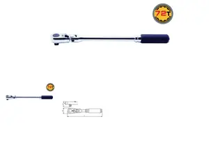 Koken Z-Series 3/8" Sq.Dr. Flexible Ratchet, Reversible (L=280mm), 72 Tooth