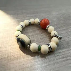 European and American style jewelry, natural stone beaded elastic bracelet, Turkish evil eye bracelet, fire amber bracelet.