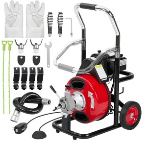 【GARVEE】Drain Cleaner Machine K-300ZF 75FT 3/8inch, 370W Drain Cleaning Machine Fits 1 Inch to 4 Inch Pipes, Auto Electric Drain Auger Cleaner with 4 Cutters, Gloves