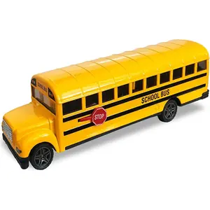Diecast Yellow School Bus Toy for Kids - 8.5" Pull Back Car with Cool Opening Doors and Rubber Tires - Durable Diecast Metal - Best Birthday for Boys and Girls