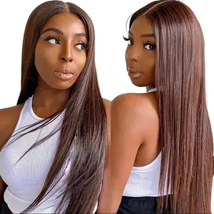 100% Human Hair Straight Wig Pre Plucked Glueless Lace Front Natural Long Straight Breathable No Glue Wear & Go, Glueless Front, Natural Length,summervibes
