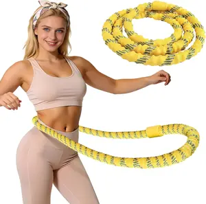 3.3 LBS Weighted Soft Spring Fitness Hula Hoop for Women, Foldable Portable Infinity Exercise Hoop for Home & Travel