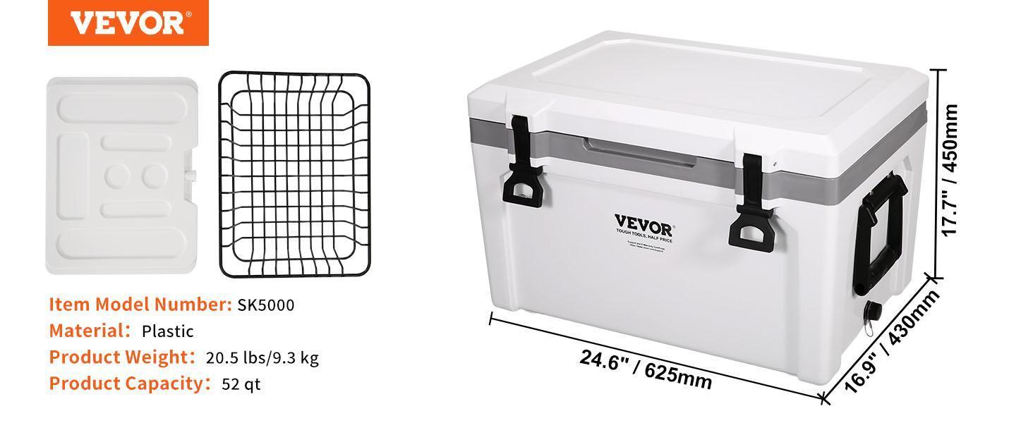 VEVOR Insulated Portable Lunchbox Cooler, Max 52 qt - Holds 50 Cans, Ice Retention Hard Cooler with Heavy Duty Handle, Ice Chest Lunch Box for Camping, Beach, Picnic, Travel, Outdoor VEVOR Insulated Portable Lunchbox Cooler, Max 52 qt - Holds 50 Cans, Ice Retention Hard Cooler with Heavy Duty Handle, Ice Chest Lunch Box for Camping, Beach, Picnic, Travel, Outdoor