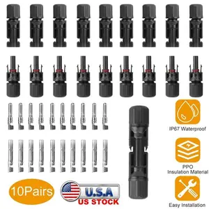 Solar Panel Wire Adapter 10 Pairs IP67 Waterproof Male Female Plug Connector-2443