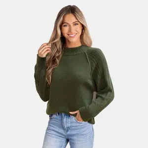 Women's Cable Knit Sweater - Cupshe-S-Green