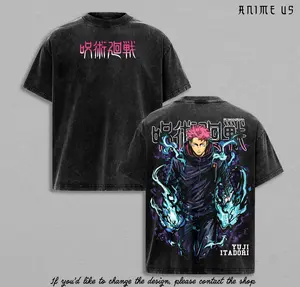 Yuji Itadori Shibuya Incident T-Shirt – Jujutsu Kaisen Season 3 Anime Graphic Shirt, Cursed Energy Power Tee, Vintage Washed Oversized Streetwear, Soft Cotton Casual Unisex Top, Gift for Anime Fans