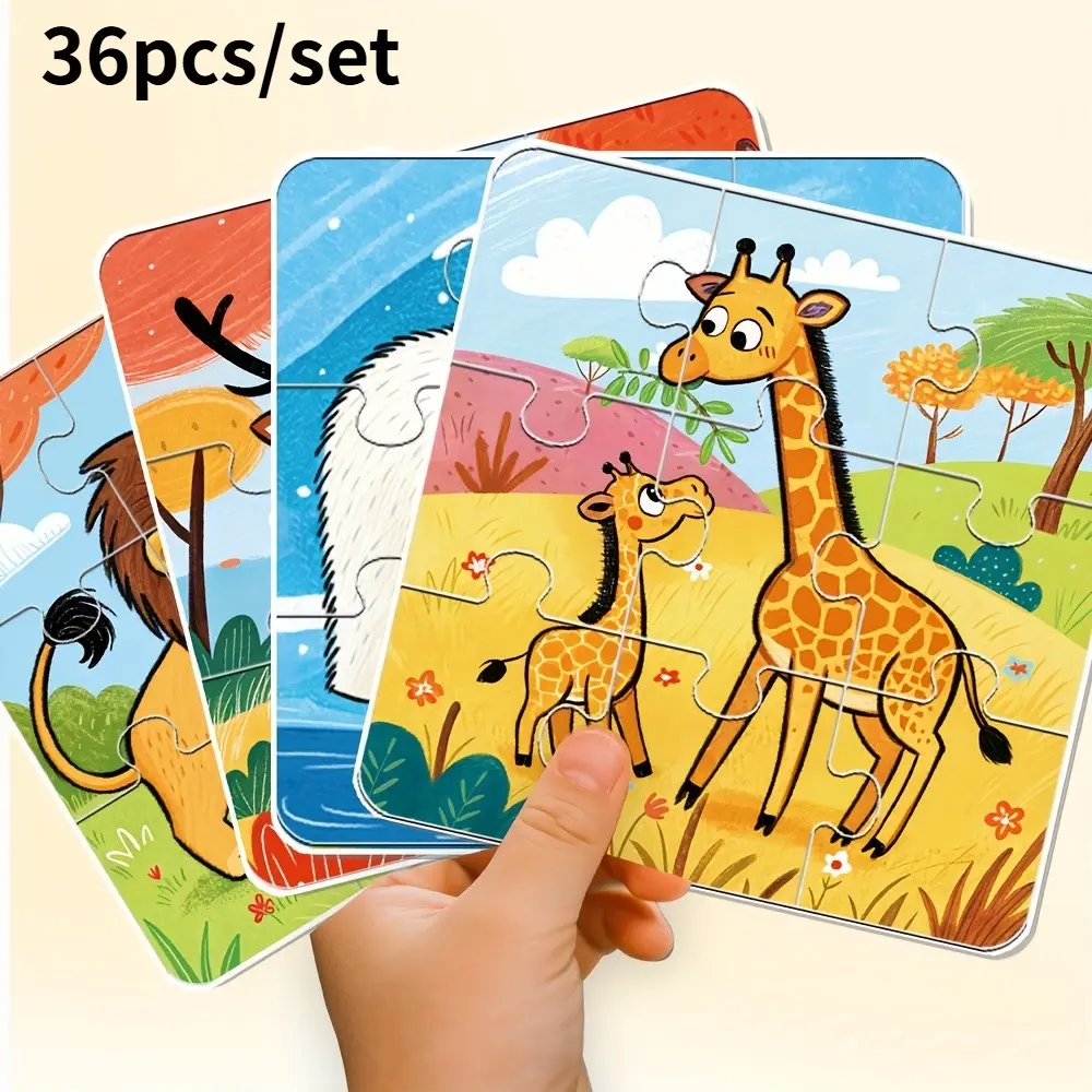 36-Piece Kids Puzzle Set with Parent-Child Matching Patterns, Animal Shape Puzzle, Early Education Travel Toy, Ideal for Preschoolers, Christmas & Back-To-School Gifts, Puzzles for Toddlers