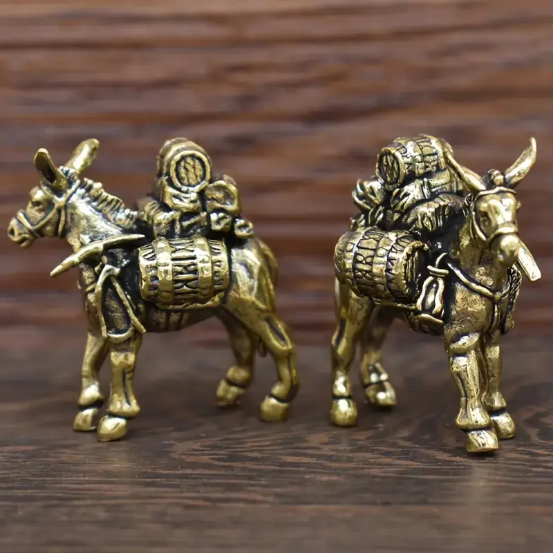 Solid Brass Donkey Figurine, Statue, Decorative Figurines, Durable Desk Decor, Home Office Tea Pet, Outdoor Decoration, Perfect for Various Room Settings