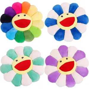 ANSQU Flower Plush Pillow Sunflower Soft Comfortable Cushion Colorful Rainbow Decor for Home Bedroom Shop Restaurant Double-Sided Happy Shy Patterns Christmas Gift Set Stock Up Christmas Decorations