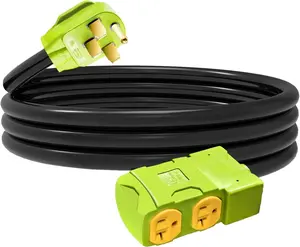50 Amp to 20 Amp 110V RV Distribution Adapter with Circuit Breaker,NEMA 14-50P to 4 X 5-20R/15R RV 4 Prong to Mutiple Household Outlet RV Generator Adapter Cord ETL Listed (3FT)