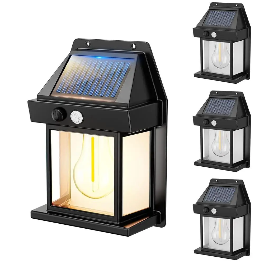 Solar Powered Outdoor Wall LED Light, Motion Sensor Security Light, Waterproof LED Wall Mounted Light For Garden Patio Yard Deck Fence Garage Decorati