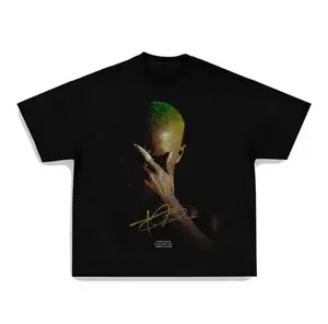 Retro Rap Pattern T-Shirt - Extra Large Size Street Style Hip-Hop Music T-Shirt Y2K Urban Fashion - Men's and Women's Universal Heavyweight Black T-Shirt