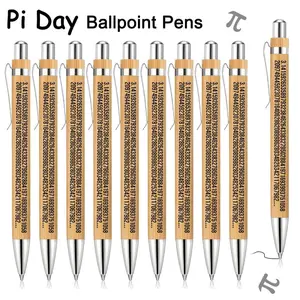 10pcs Pi Math Pen | Funny Endless Bamboo Ballpoint Pens, Light, Plain, Ideal for Mathematics Teachers and Students, Perfect Gift for Pi Day