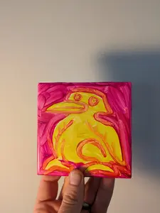 Original Duck Oil Painting 4x4 inch Artwork on Ceramic Tile by Collin Cessna Hand Painted Unique Wall Art for Home Decor