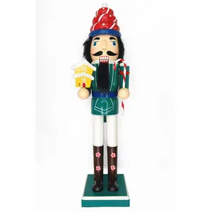 Christmas Nutcracker with a Little House. Wizardi Classic Wooden Festive Decoration F07M14-41-N01058D