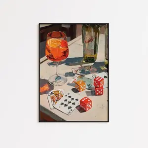 Aperol Spritz Cocktail Painting Bar Cart Decor Cocktail Wall Art Bar Cart Accessories Trendy Poster Signature Cocktail