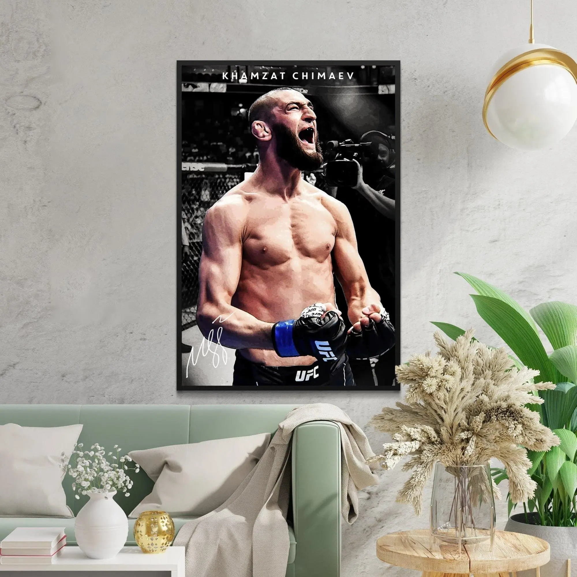 Khamzat Chimaev Poster,  UFC MMA Artwork Print, Fighter Room Decor( Unframed - Print Only )