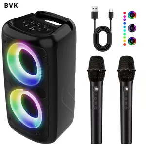 MOS-2301 Wireless Portable Karaoke Speaker, Bluetooth-compatible Audio System, TF Card USB Aux Input, RGB Ambient Light, Floor Mount, Lithium Battery