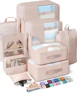 8 Set Packing Cubes, Cruise Ship Travel Essentials Accessories for Beach Vacation, Personalized Gifts for Women Mom Her, Suitcase Organizer Bags for Luggage with Hanging Toiletry Bag