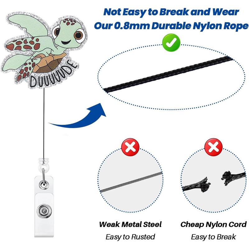 2PCS Funny Turtle Nurse Badge Reel, Cute Work Badge Holder with Retractable Clip, Pediatric Badge Buddy, Nursing Student RN LPN CNA MA Medical Worker Teacher Doctor ID Name Badge Clip Accessories