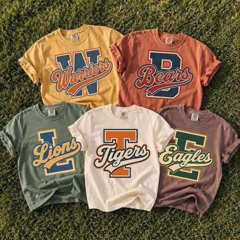 Custom School Mascot Football Baseball Hockey Retro, Custom School Team, Custom Mascot, Personalized Football