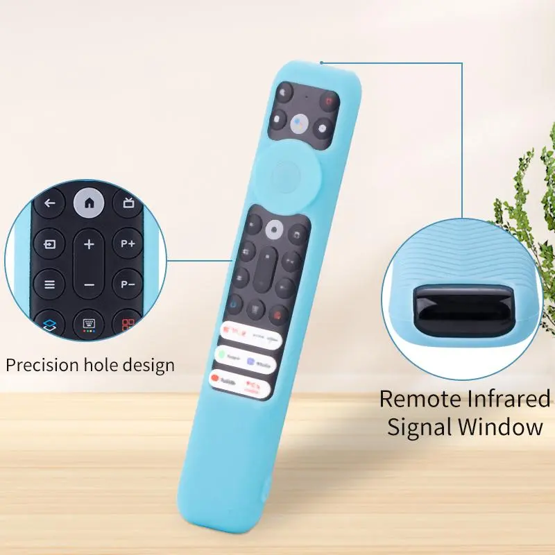 Silicone Remote Control Case, 1 Count Dustproof Remote Control Cover with Precision Hole Design and Infrared Signal Window, Remote Control Protector for TCL 001 TV, Household Accessories