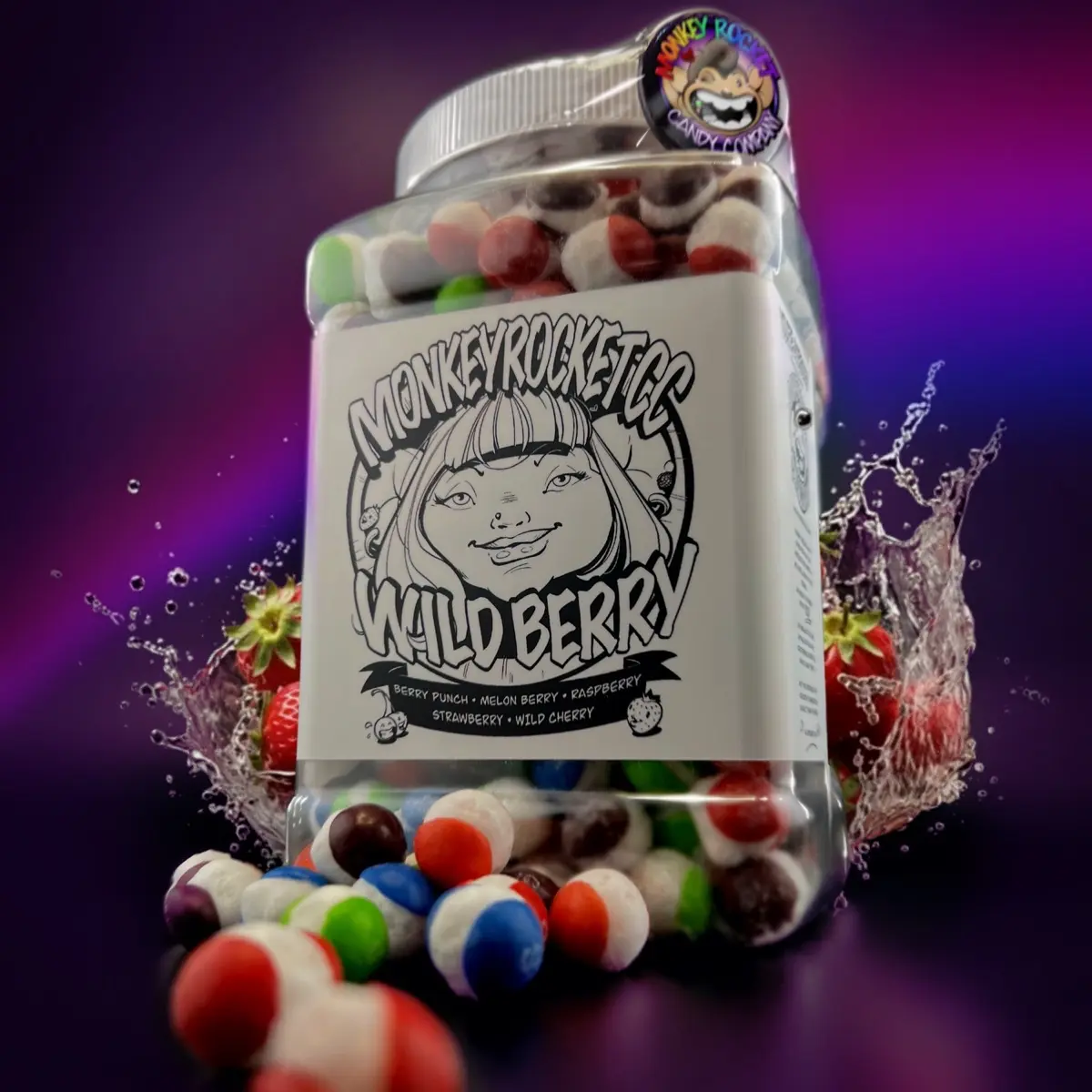 Monkey Rocket’s Wild Berry Chimp Chomps - One Pound - 16 Ounces of Freeze-Dried Skittles - Wild Berry Chimp Chomps - Keywords Wild Berry Viral Astronaut Crunchy Snack Candy