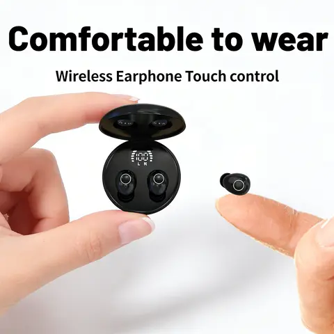 Mini In-Ear Wireless Bluetooth Earbuds, Invisible Waterproof In-Ear Headset with 24H Battery Life, HiFi Stereo Sound, Built-In Noise Cancellation, Painless All-Day Fit, Side Sleeping Friendly, Cable Management for Mobile, PC and Laptop