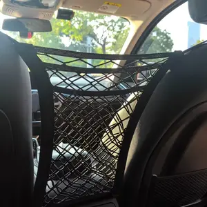 Elastic 3 Layer Car Storage Net Bag, Multi-Functional Pet Car Isolation Mesh Pocket, Easy Installation, Seat Gap Organizer