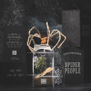 Spider People CryptKeeper 4"x4"x7" Stackable Acrylic Enclosure with Sliding Doors & Removable Top Lid for True Spiders & Juvenile Tarantulas.