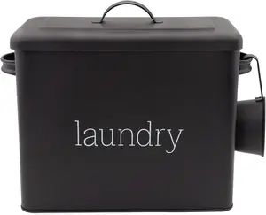 Enamelware Laundry  Container (Black), Enamelware Detergent Bin w/ Scoop