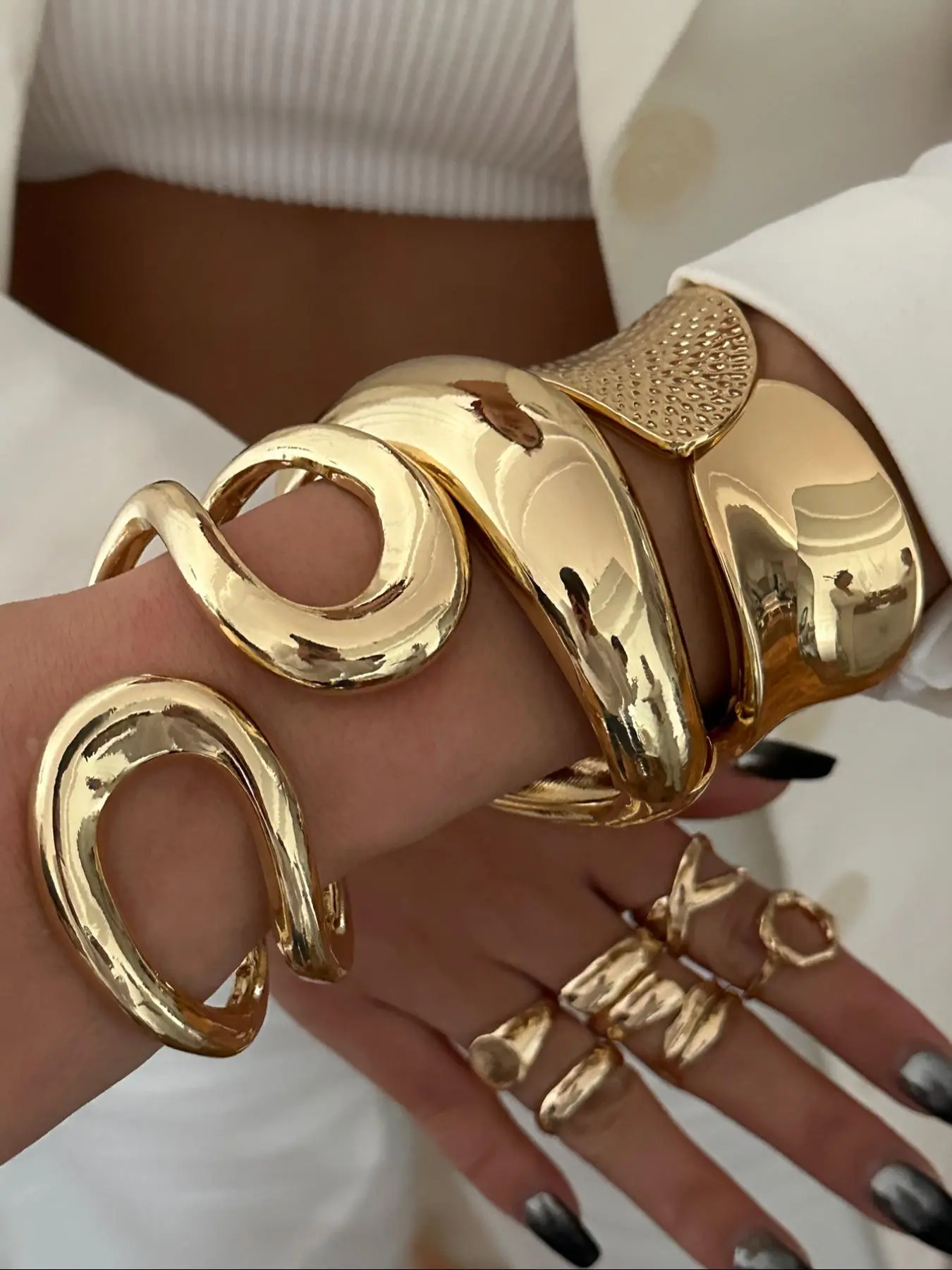 Women's Elegant Minimalist Cuff Bangles Bracelets, Trendy All-match & Exquisite Bangles Bracelets, Chic Gorgeous Jewelry As Gift for Girlfriend, Stackable Cuff Bracelet, Open Cuff Bangle, Cuff Bangle Set, Bracelet Sets