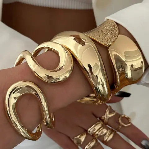 Women's Elegant Minimalist Cuff Bangles Bracelets, Trendy All-match & Exquisite Bangles Bracelets, Chic Gorgeous Jewelry As Gift for Girlfriend, Stackable Cuff Bracelet, Open Cuff Bangle, Cuff Bangle Set, Bracelet Bundle #GLOBAL PICKS