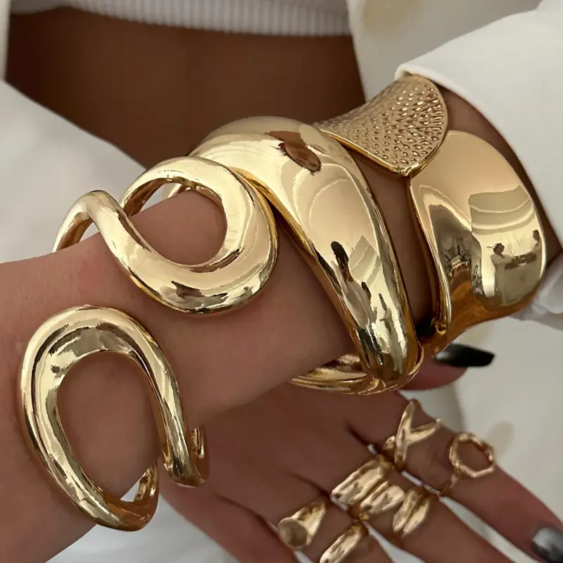 Women's Elegant Minimalist Cuff Bangles Bracelets, Trendy All-match & Exquisite Bangles Bracelets, Chic Gorgeous Jewelry As Gift for Girlfriend, Stackable Cuff Bracelet, Open Cuff Bangle, Cuff Bangle Set, Bracelet Bundle #GLOBAL PICKS
