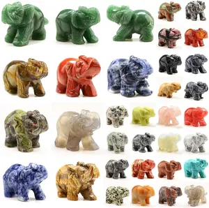 1.5 Inches Mix 12 Counts Different Materials Carved Healing Crystals Elephant Statue Figurine Collectible Decor From IG Crystal