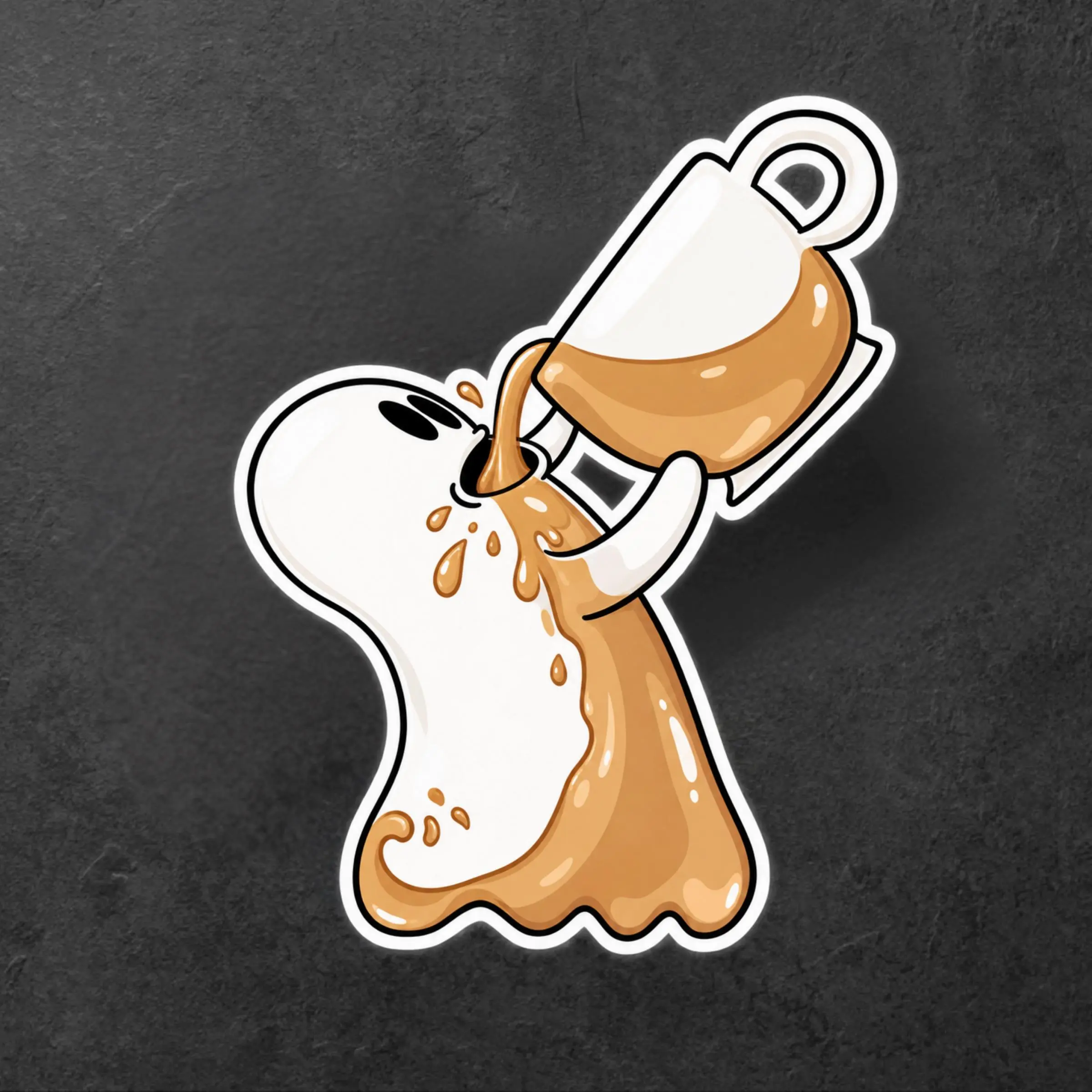 Cute Coffee Ghost Sticker, Spooky Season Laptop Decal, Funny Halloween Water Bottle Sticker, Waterproof Vinyl Sticker for Kindle