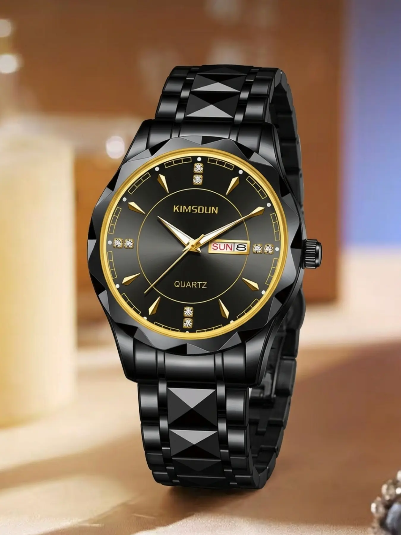 Kimsoun Men's Quartz Watch, Dual Calendar Display, Stainless Steel Band, Waterproof, Casual Style, All Seasons, Water Resistant Watch, Waterproof Wristwatch, Quartz Analog Wristwatch