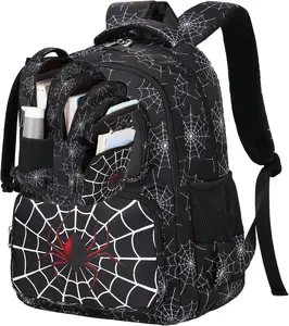 Spider Backpack Boys 4-6 6-8 Kids Bookbag Kindergarten Elementary School 17 Inch Daypack Bags Toddler Mochila Para Niños, Spider-Black